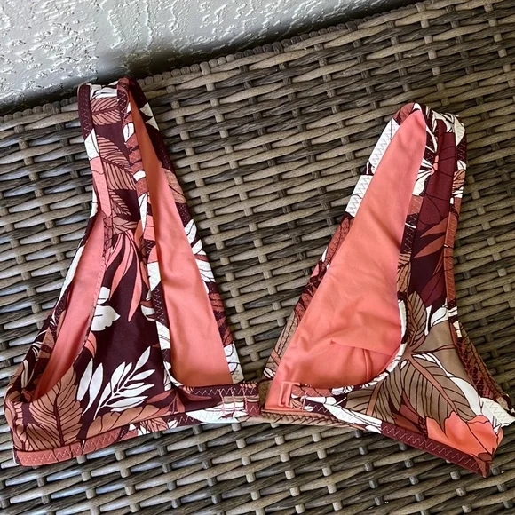 Aerie Brown Flowers Bikini. - Picture 3 of 11
